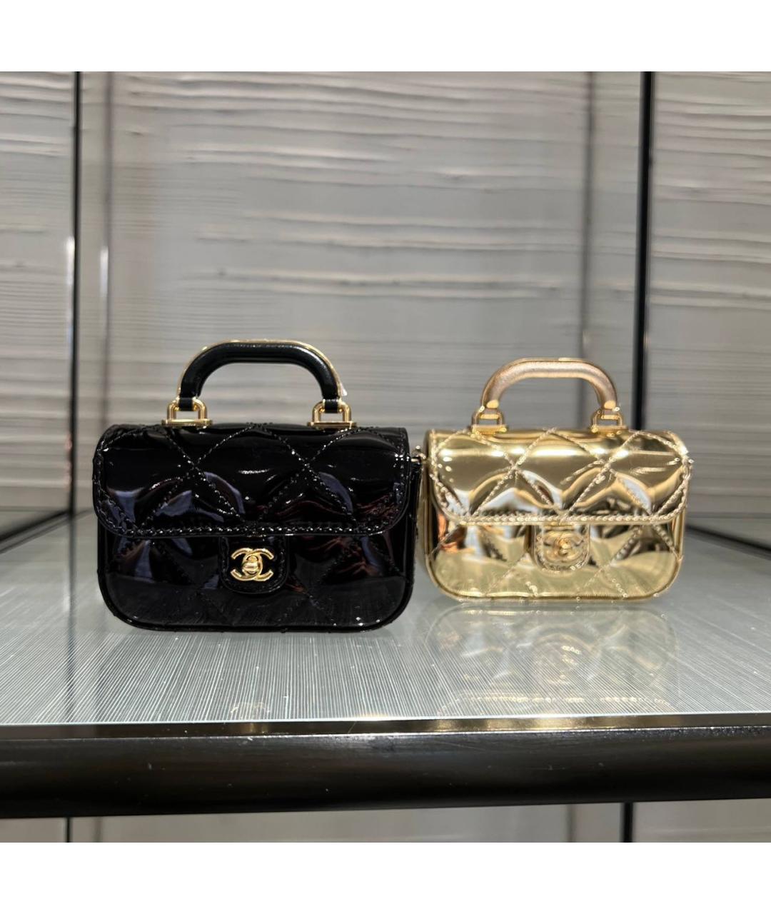 CHANEL Черная сумка с короткими ручками из лакированной кожи, фото 2