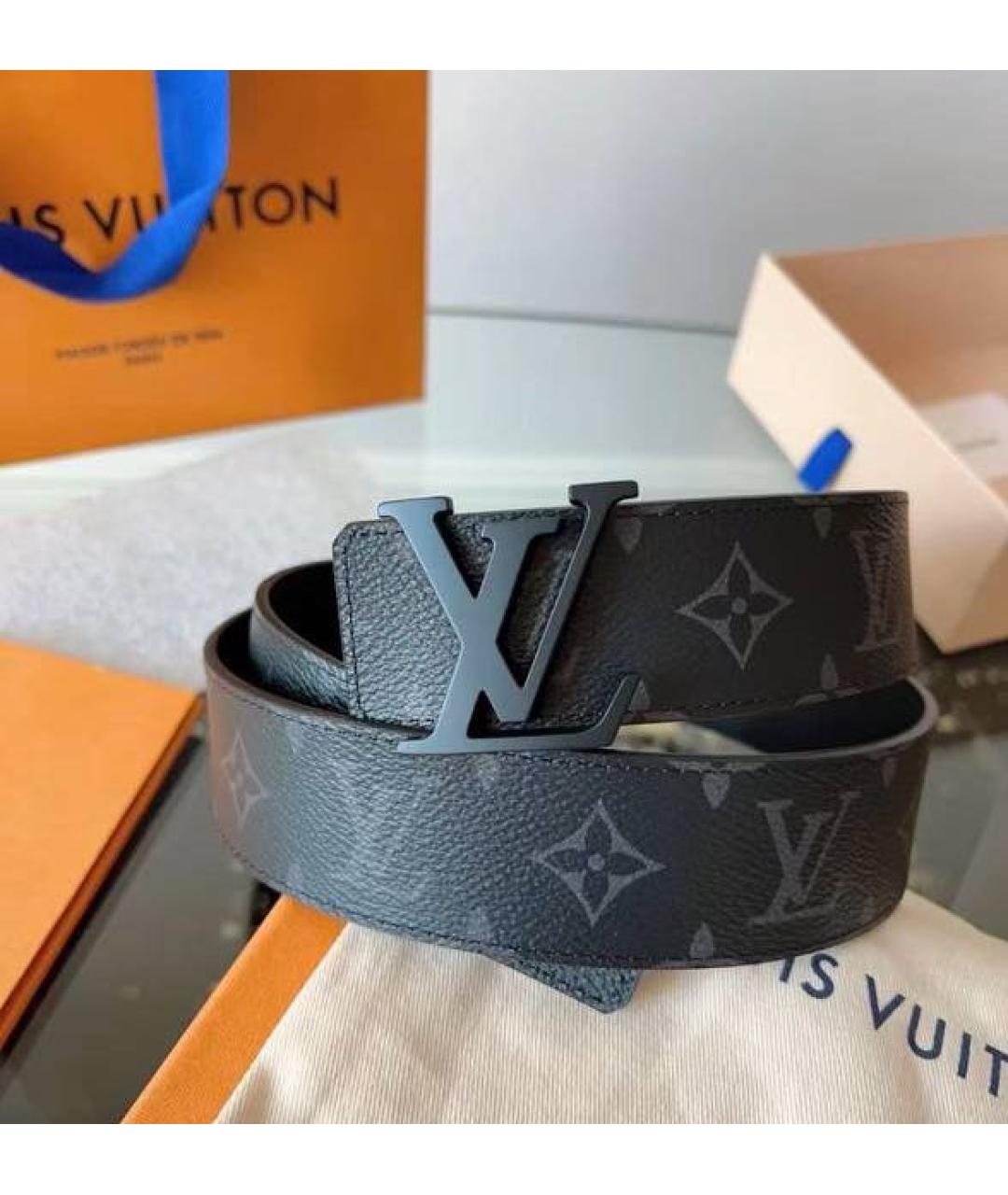 LOUIS VUITTON Черный кожаный ремень, фото 2