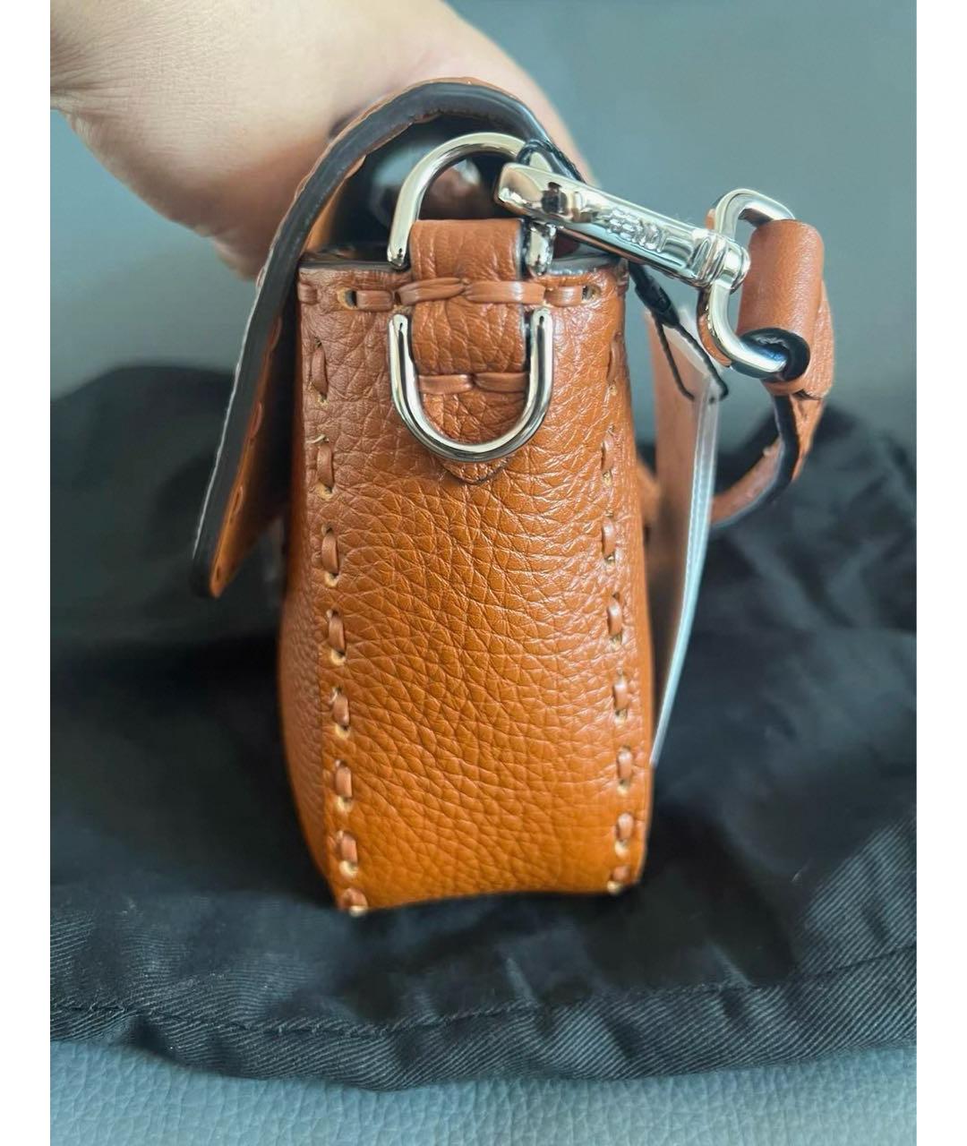 FENDI Коричневая кожаная сумка через плечо, фото 7