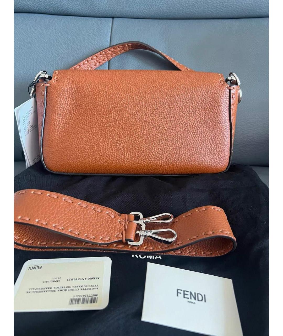 FENDI Коричневая кожаная сумка через плечо, фото 3