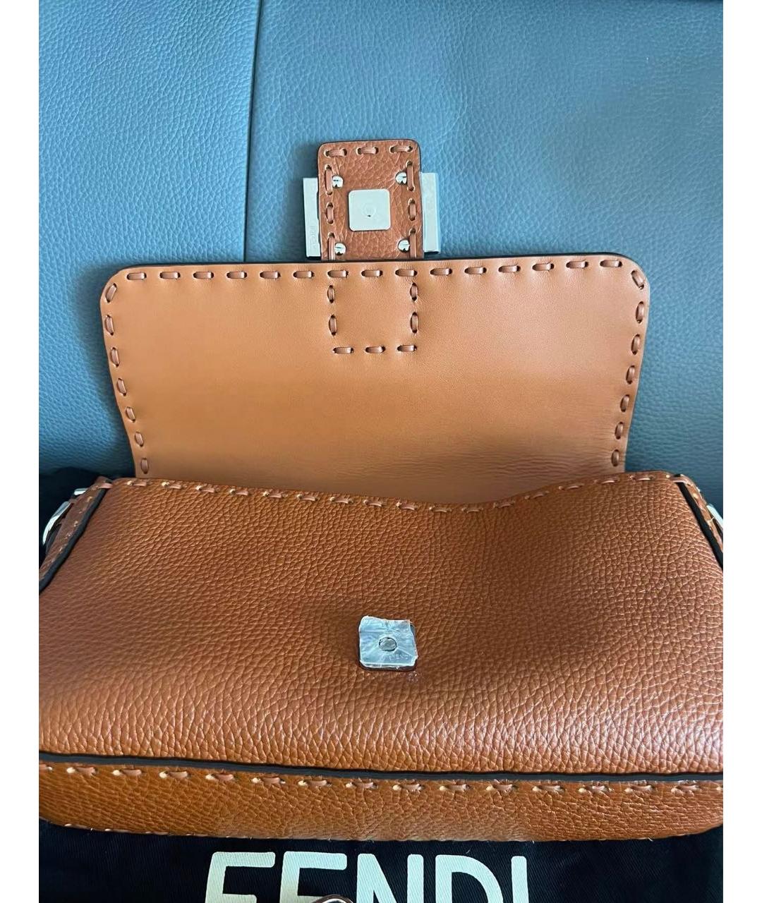 FENDI Коричневая кожаная сумка через плечо, фото 5