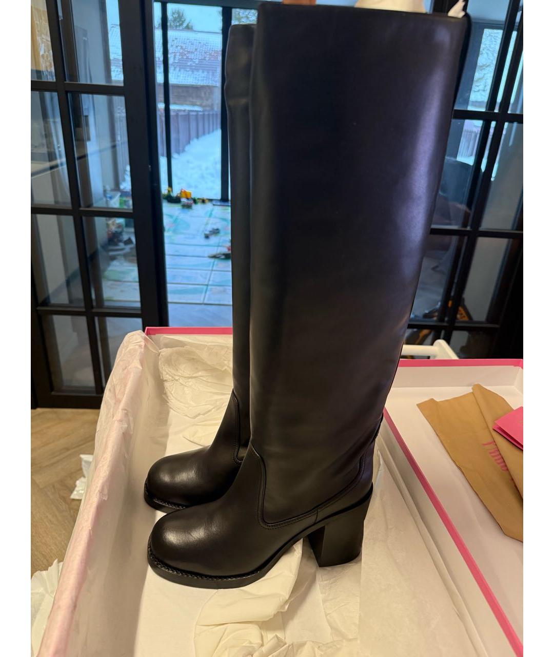PARIS TEXAS Черные кожаные сапоги, фото 9