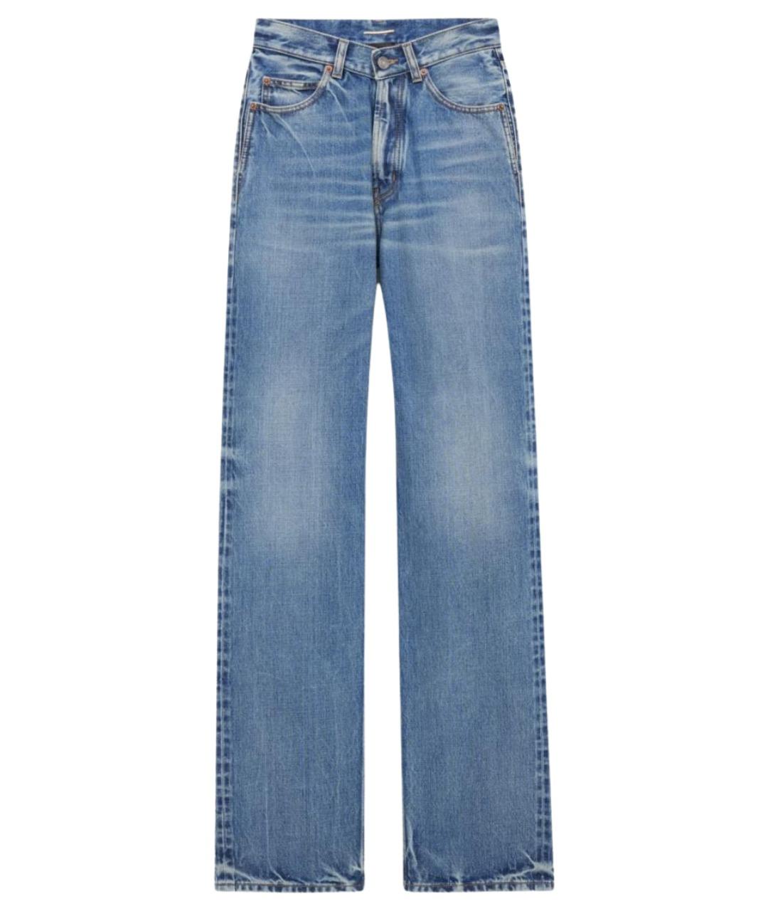 SAINT LAURENT Голубые хлопковые прямые джинсы, фото 1