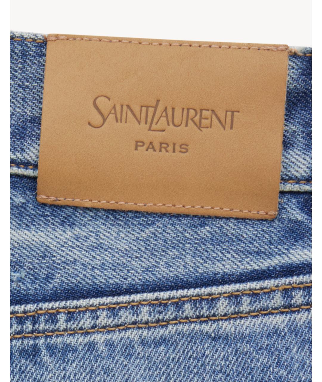 SAINT LAURENT Голубые хлопковые прямые джинсы, фото 3
