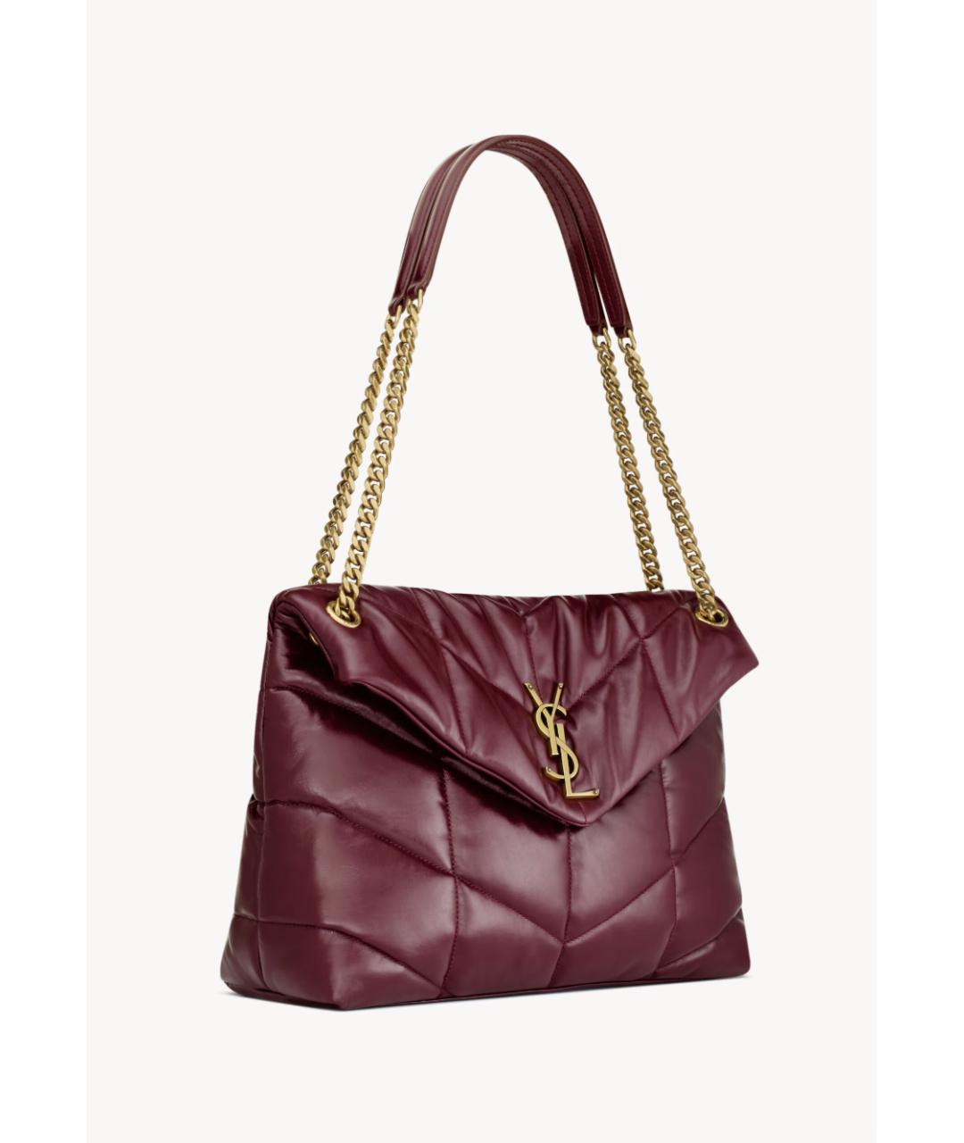 SAINT LAURENT Бордовая кожаная сумка через плечо, фото 5