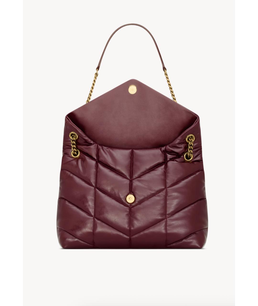 SAINT LAURENT Бордовая кожаная сумка через плечо, фото 4