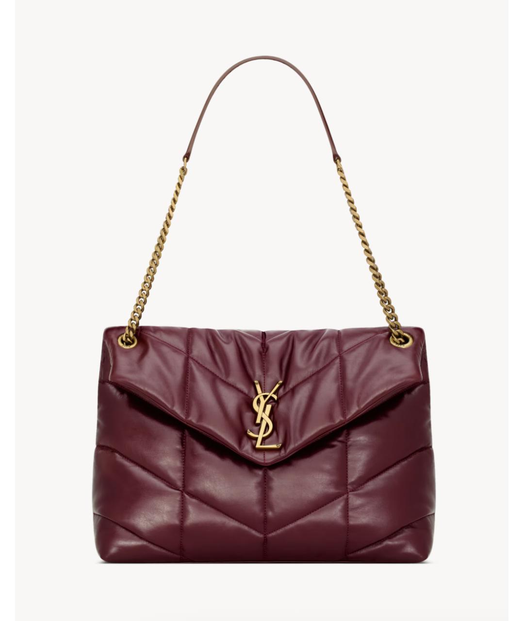 SAINT LAURENT Бордовая кожаная сумка через плечо, фото 8