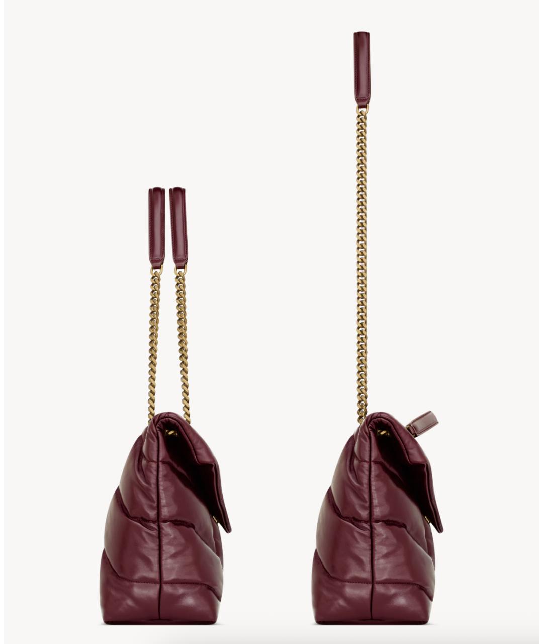 SAINT LAURENT Бордовая кожаная сумка через плечо, фото 3