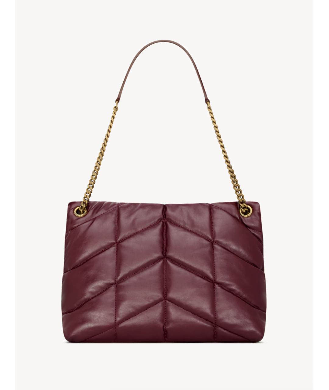 SAINT LAURENT Бордовая кожаная сумка через плечо, фото 2