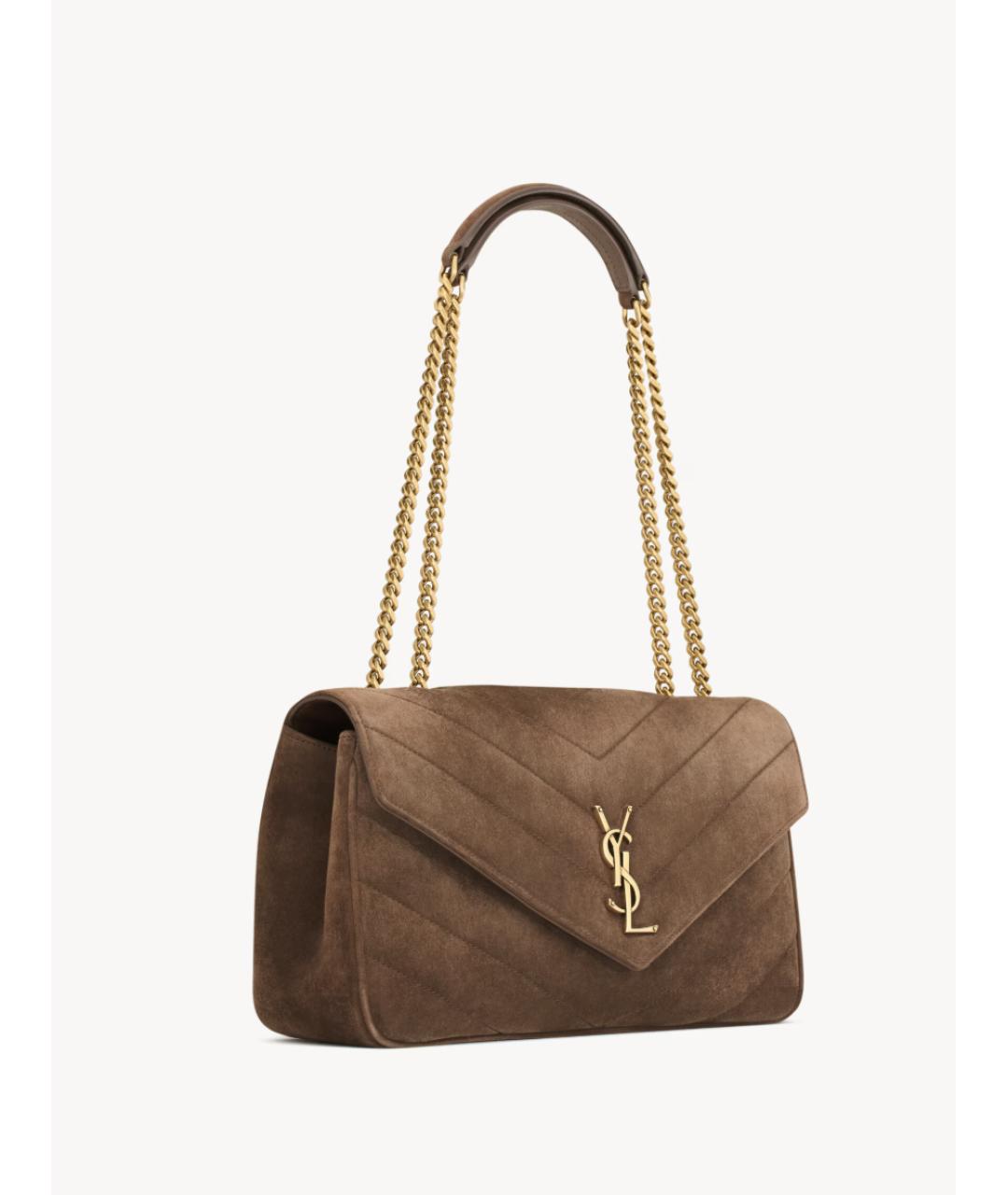 SAINT LAURENT Коричневая замшевая сумка через плечо, фото 6