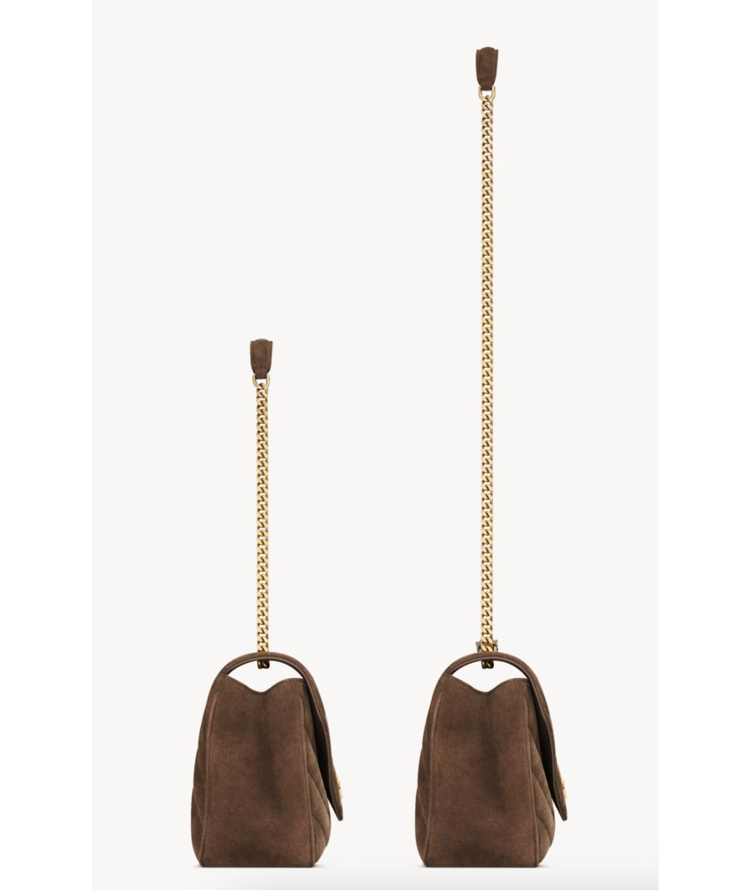 SAINT LAURENT Коричневая замшевая сумка через плечо, фото 3