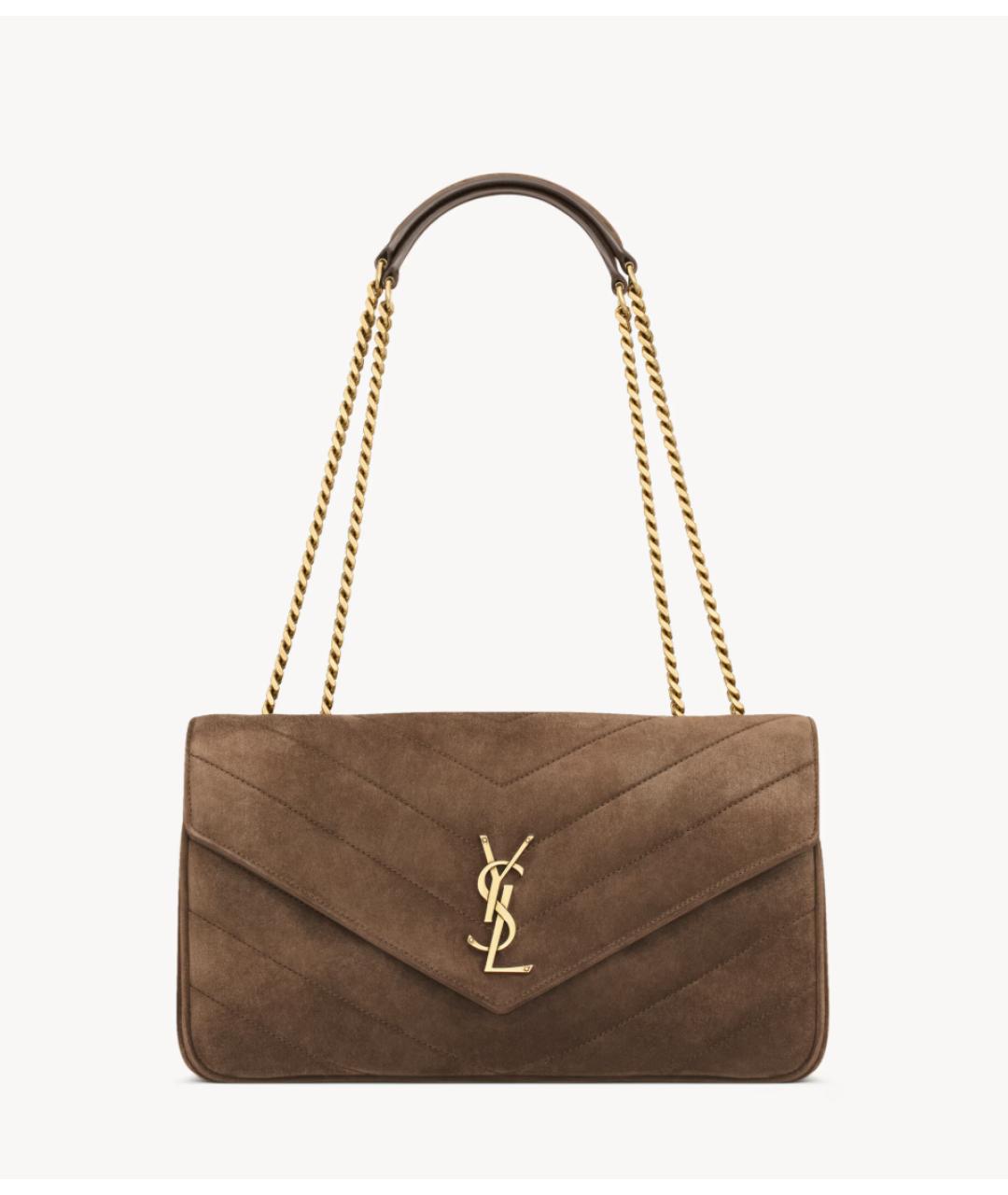 SAINT LAURENT Коричневая замшевая сумка через плечо, фото 8