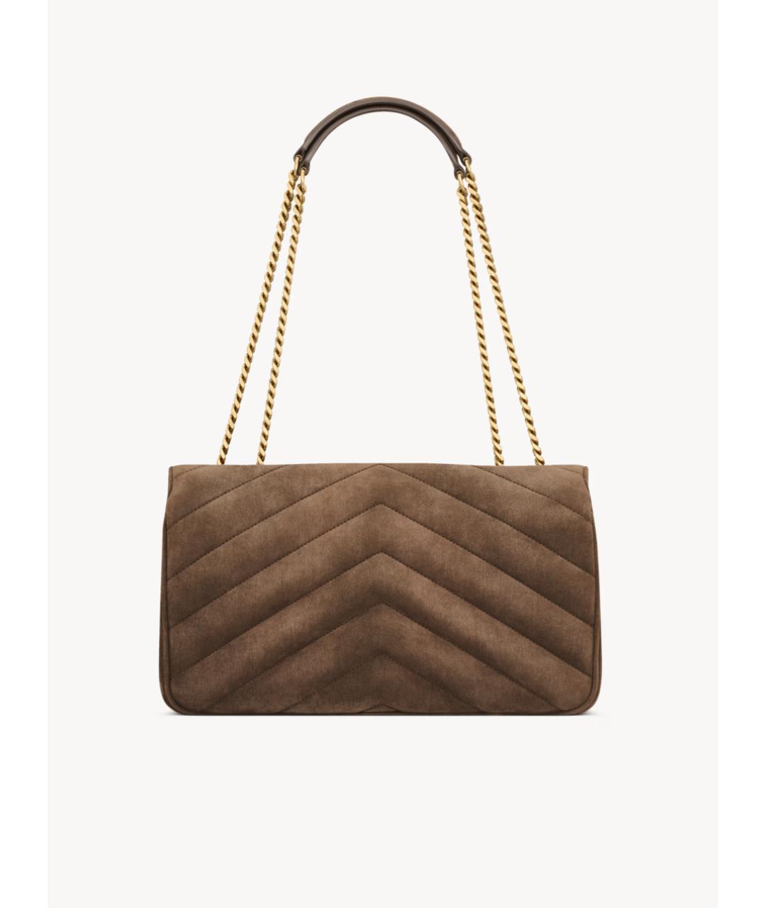 SAINT LAURENT Коричневая замшевая сумка через плечо, фото 2