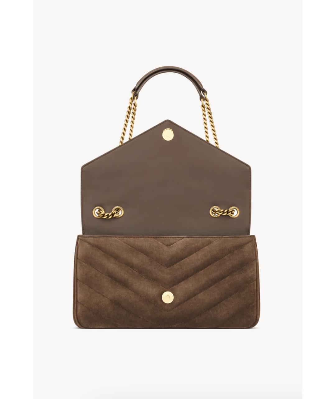 SAINT LAURENT Коричневая замшевая сумка через плечо, фото 4