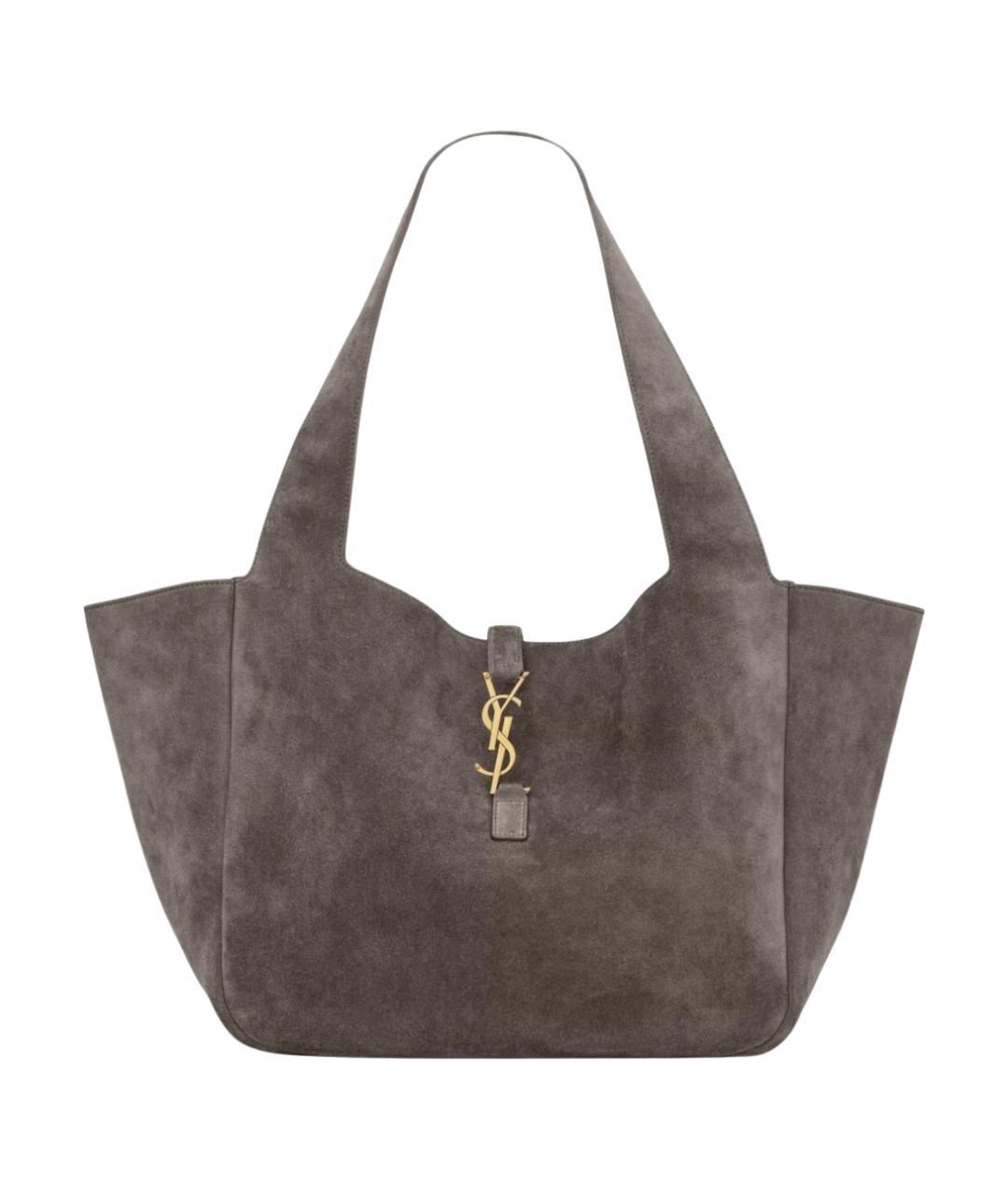 SAINT LAURENT Серая замшевая сумка тоут, фото 1