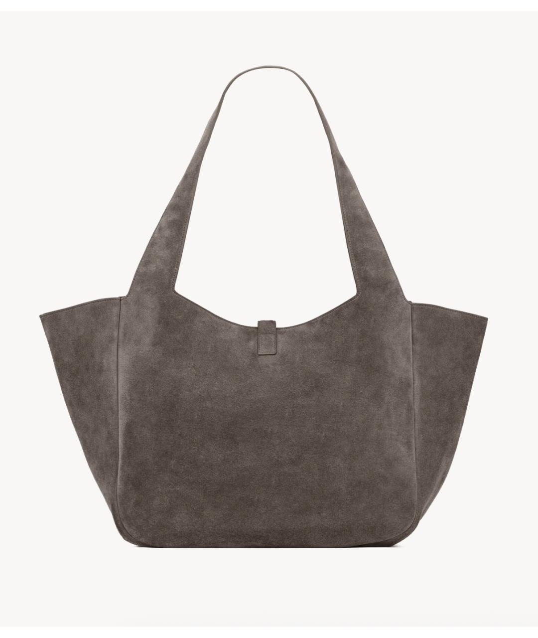 SAINT LAURENT Серая замшевая сумка тоут, фото 3