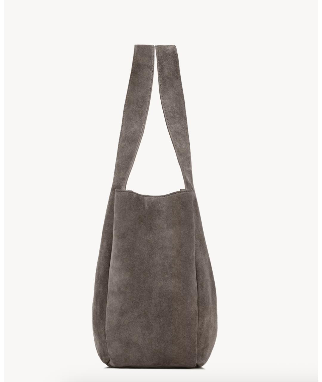 SAINT LAURENT Серая замшевая сумка тоут, фото 5