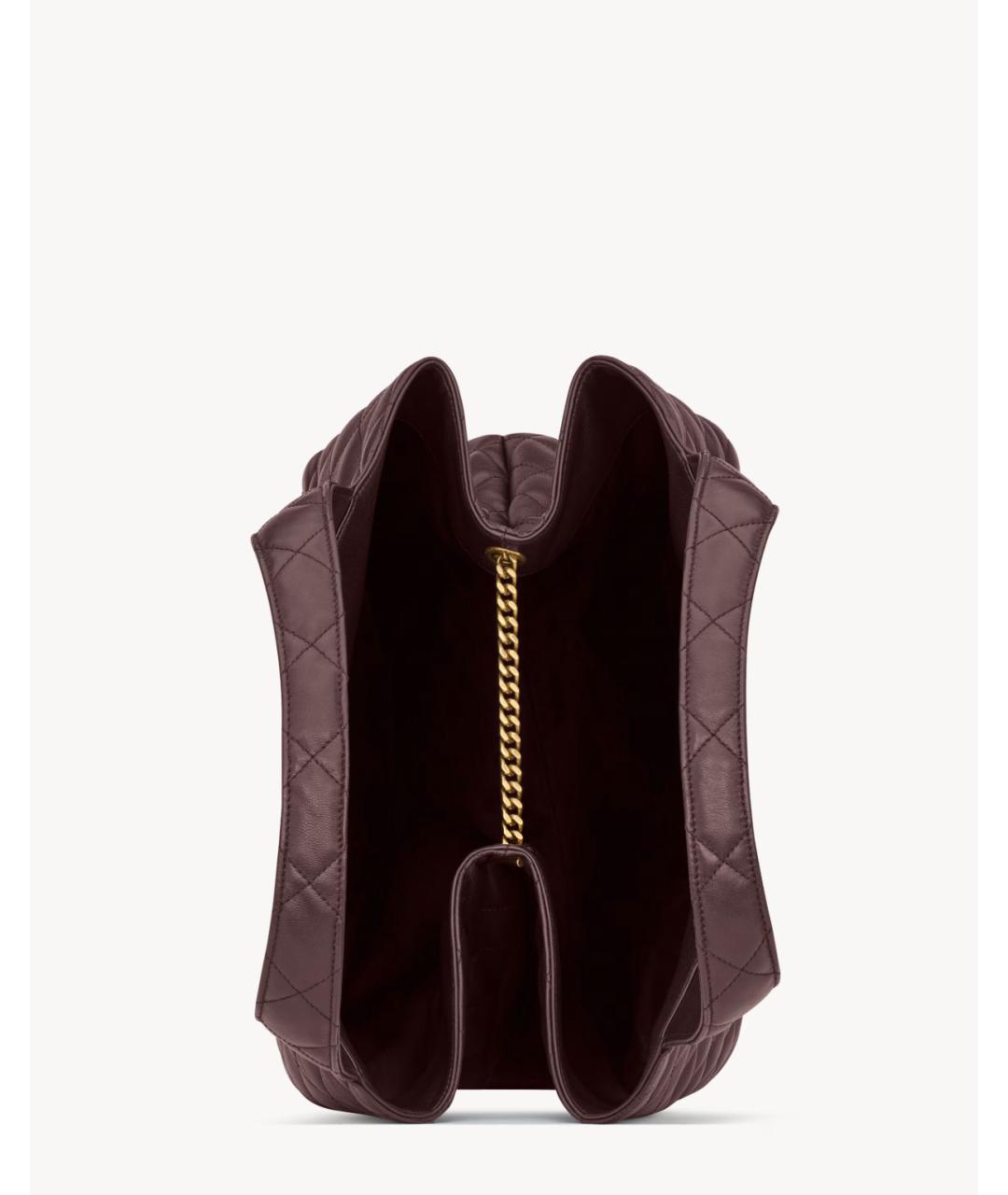 SAINT LAURENT Бордовая кожаная сумка тоут, фото 6