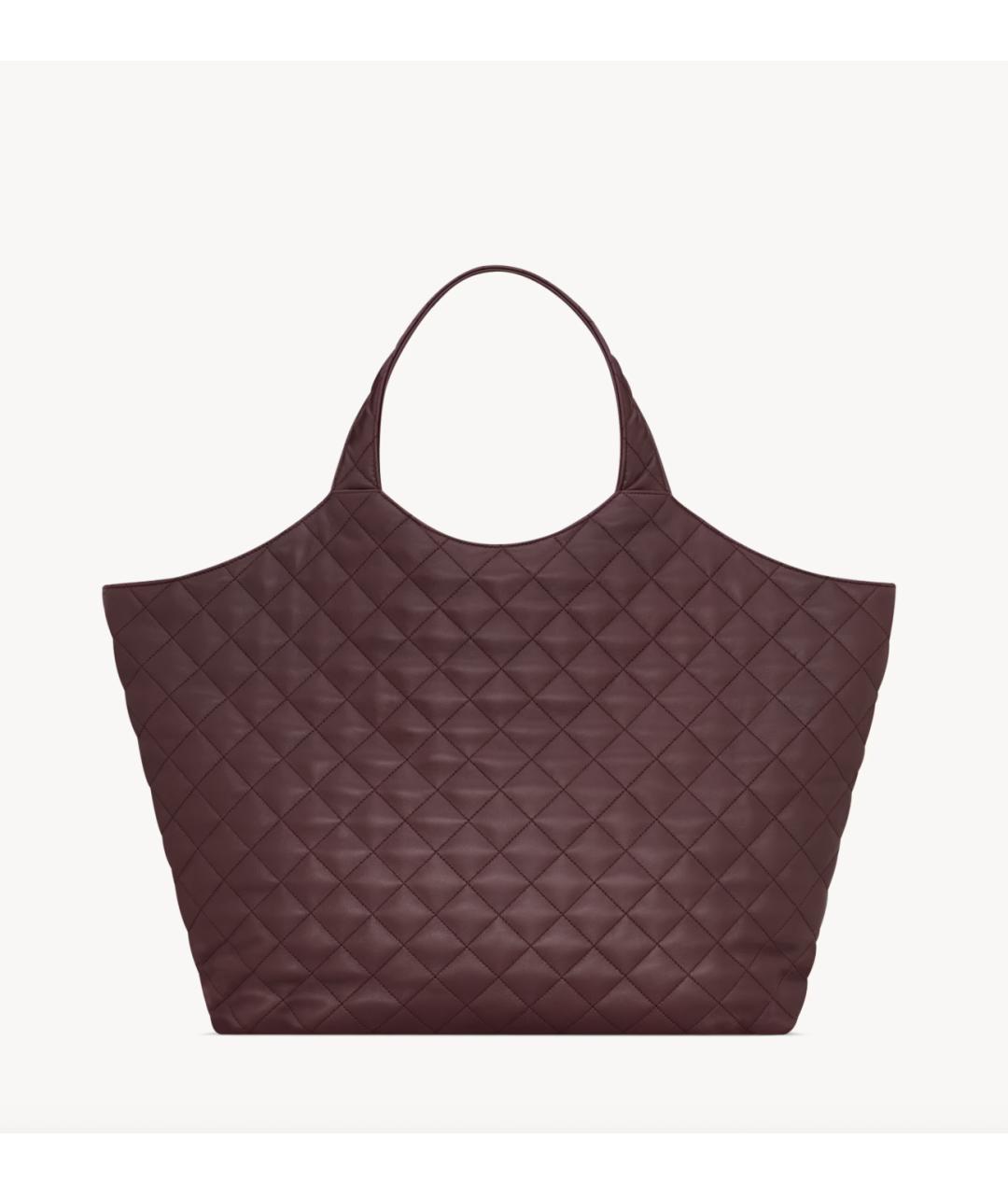 SAINT LAURENT Бордовая кожаная сумка тоут, фото 4