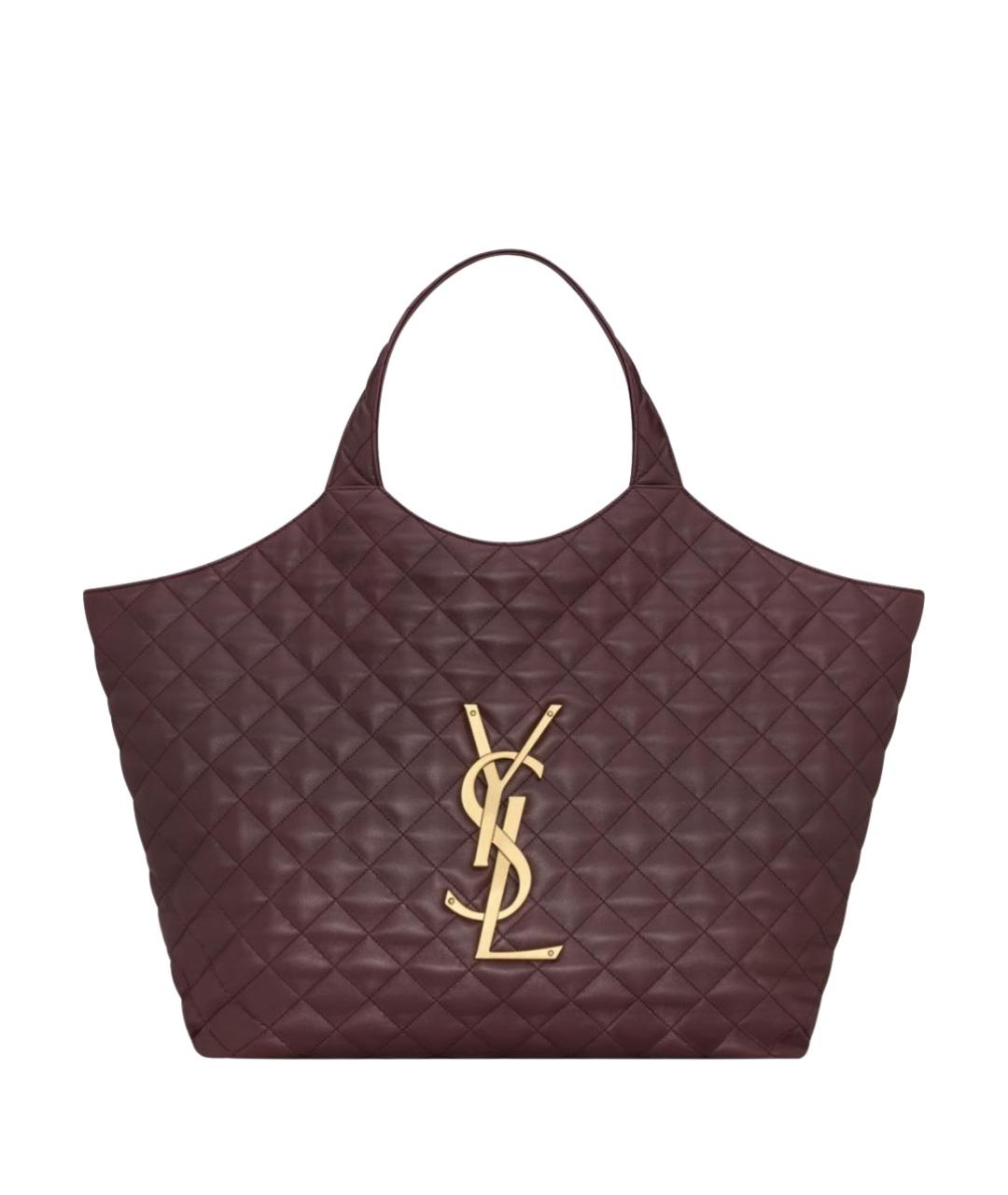 SAINT LAURENT Бордовая кожаная сумка тоут, фото 1