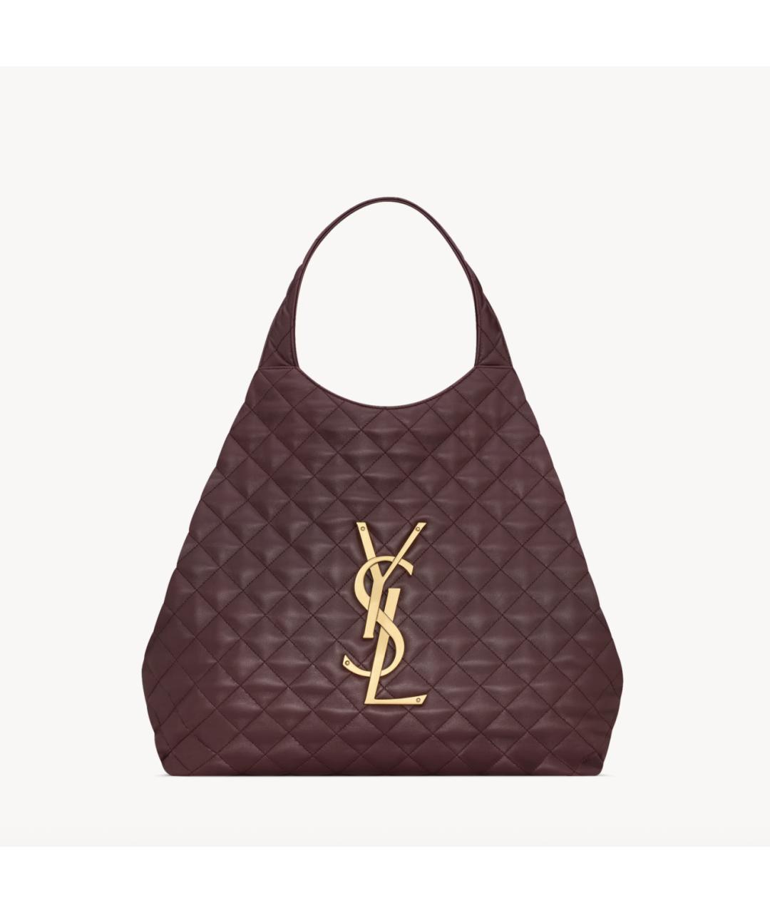 SAINT LAURENT Бордовая кожаная сумка тоут, фото 3