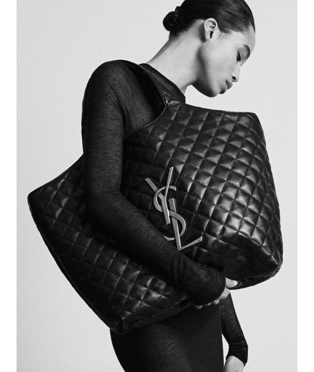 SAINT LAURENT Бордовая кожаная сумка тоут, фото 2