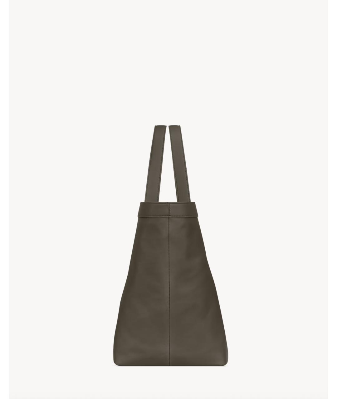 SAINT LAURENT Зеленая кожаная сумка тоут, фото 4