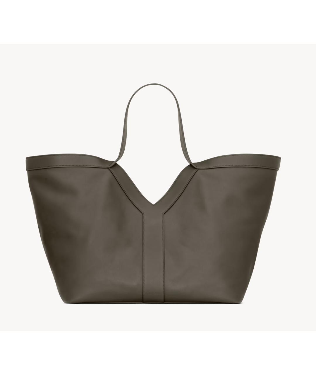 SAINT LAURENT Зеленая кожаная сумка тоут, фото 6