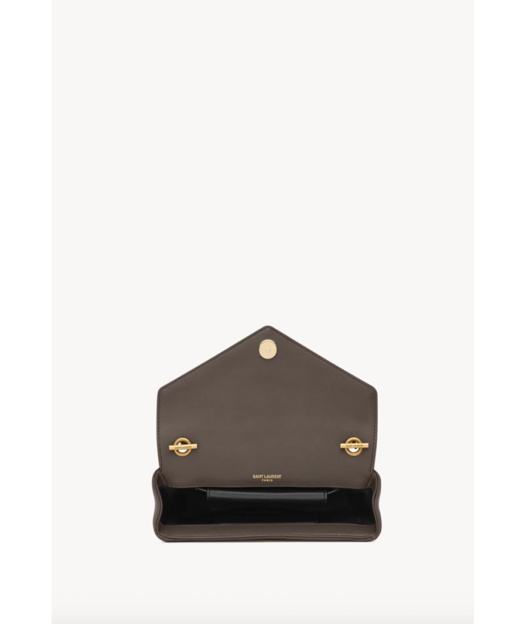 SAINT LAURENT Серая кожаная сумка через плечо, фото 6