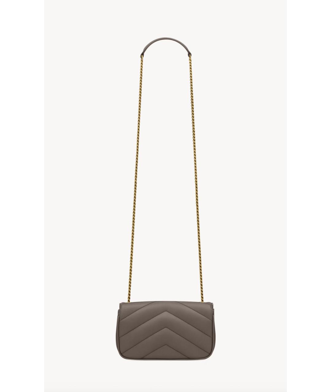 SAINT LAURENT Серая кожаная сумка через плечо, фото 3