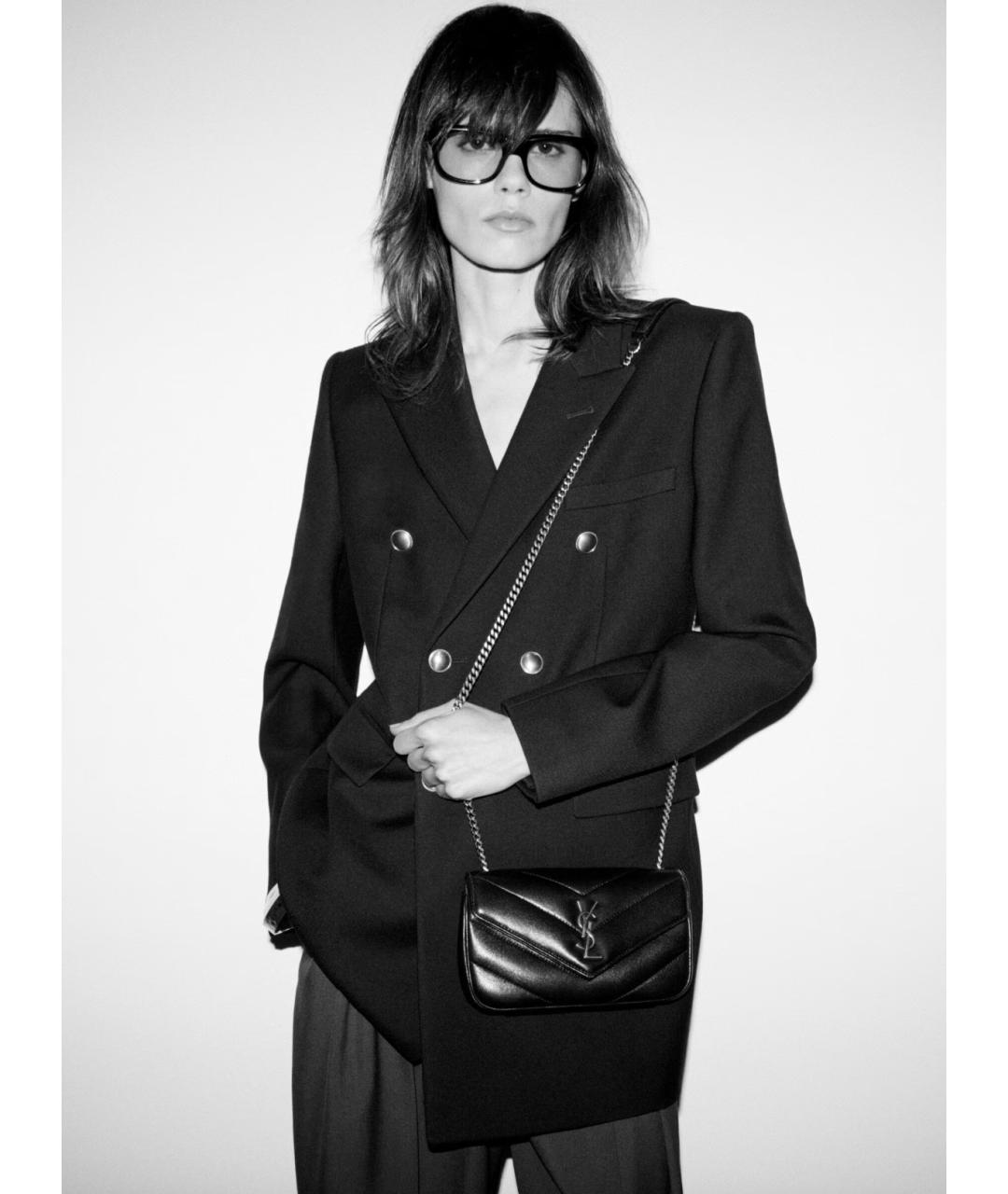 SAINT LAURENT Серая кожаная сумка через плечо, фото 2