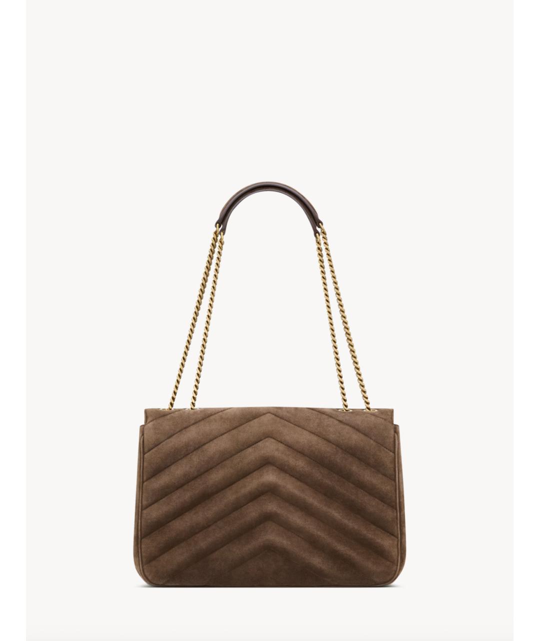 SAINT LAURENT Коричневая замшевая сумка через плечо, фото 3