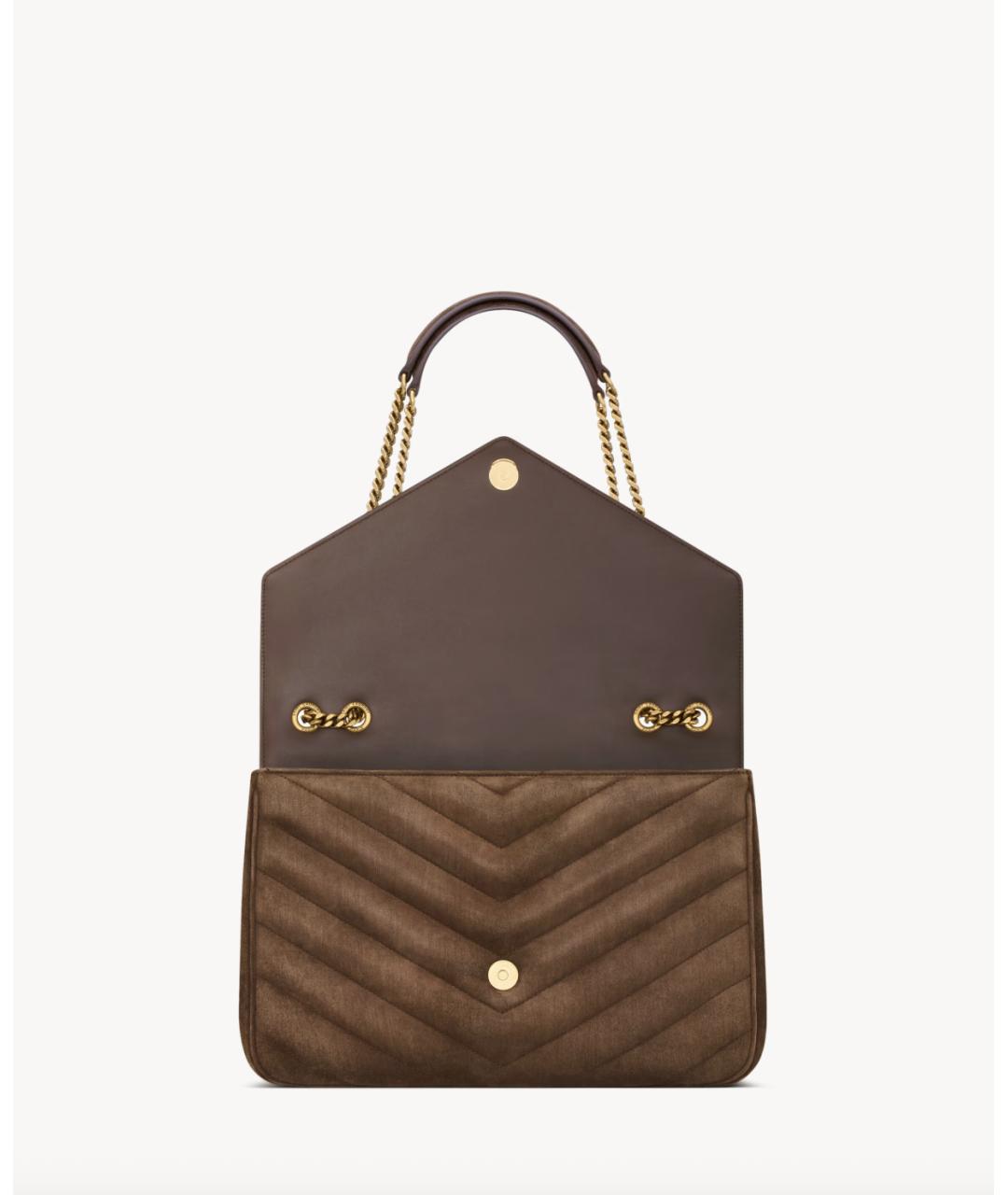 SAINT LAURENT Коричневая замшевая сумка через плечо, фото 5