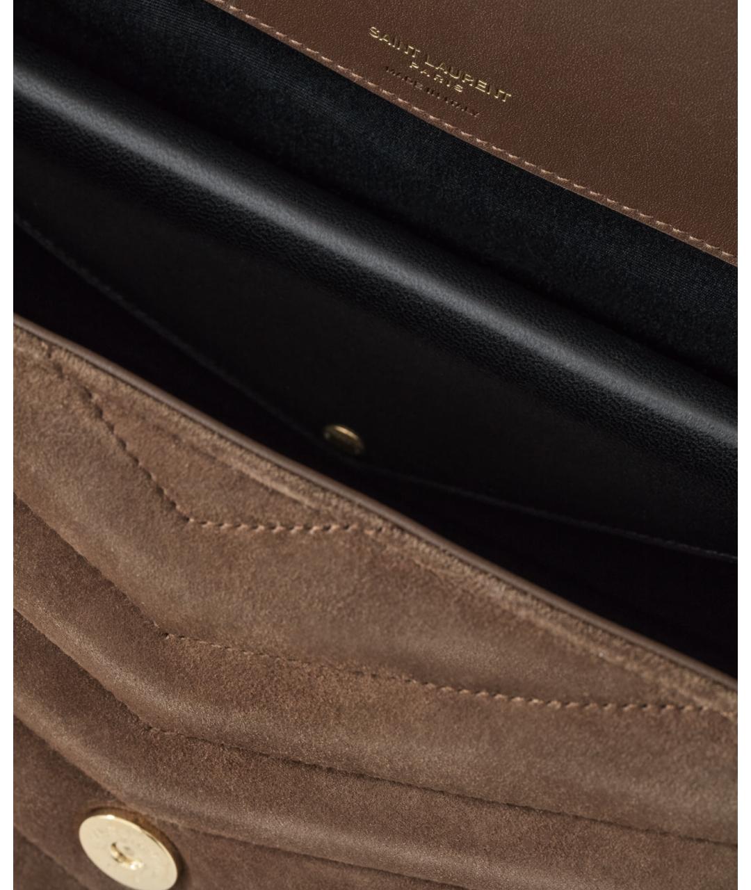 SAINT LAURENT Коричневая замшевая сумка через плечо, фото 6