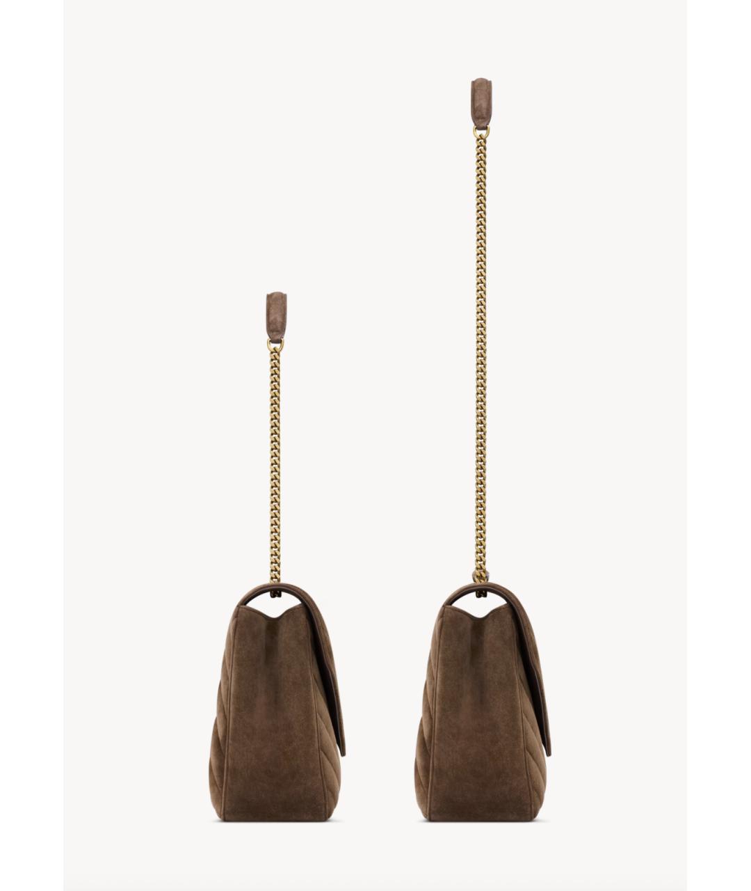 SAINT LAURENT Коричневая замшевая сумка через плечо, фото 4