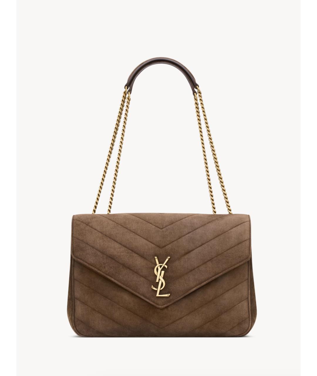 SAINT LAURENT Коричневая замшевая сумка через плечо, фото 7