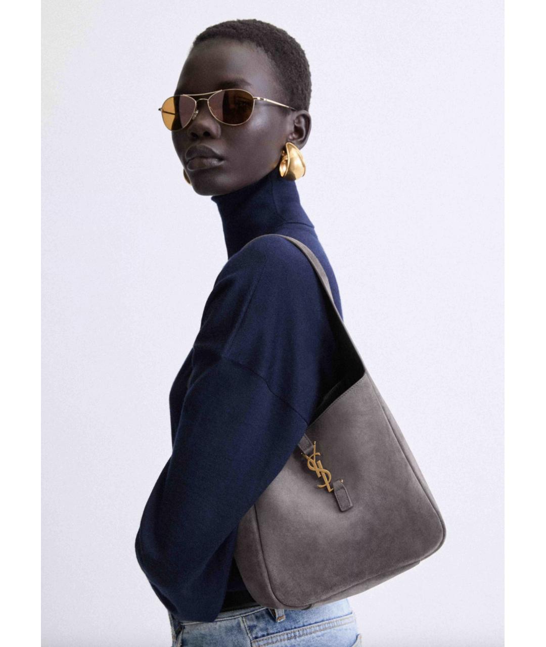 SAINT LAURENT Серая сумка через плечо, фото 7