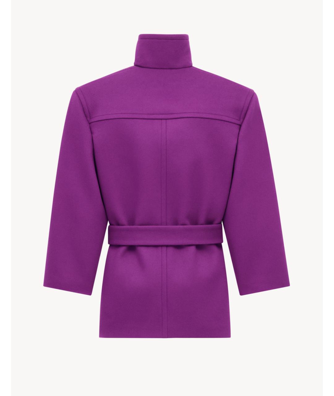 SAINT LAURENT Фиолетовое шерстяное пальто, фото 3