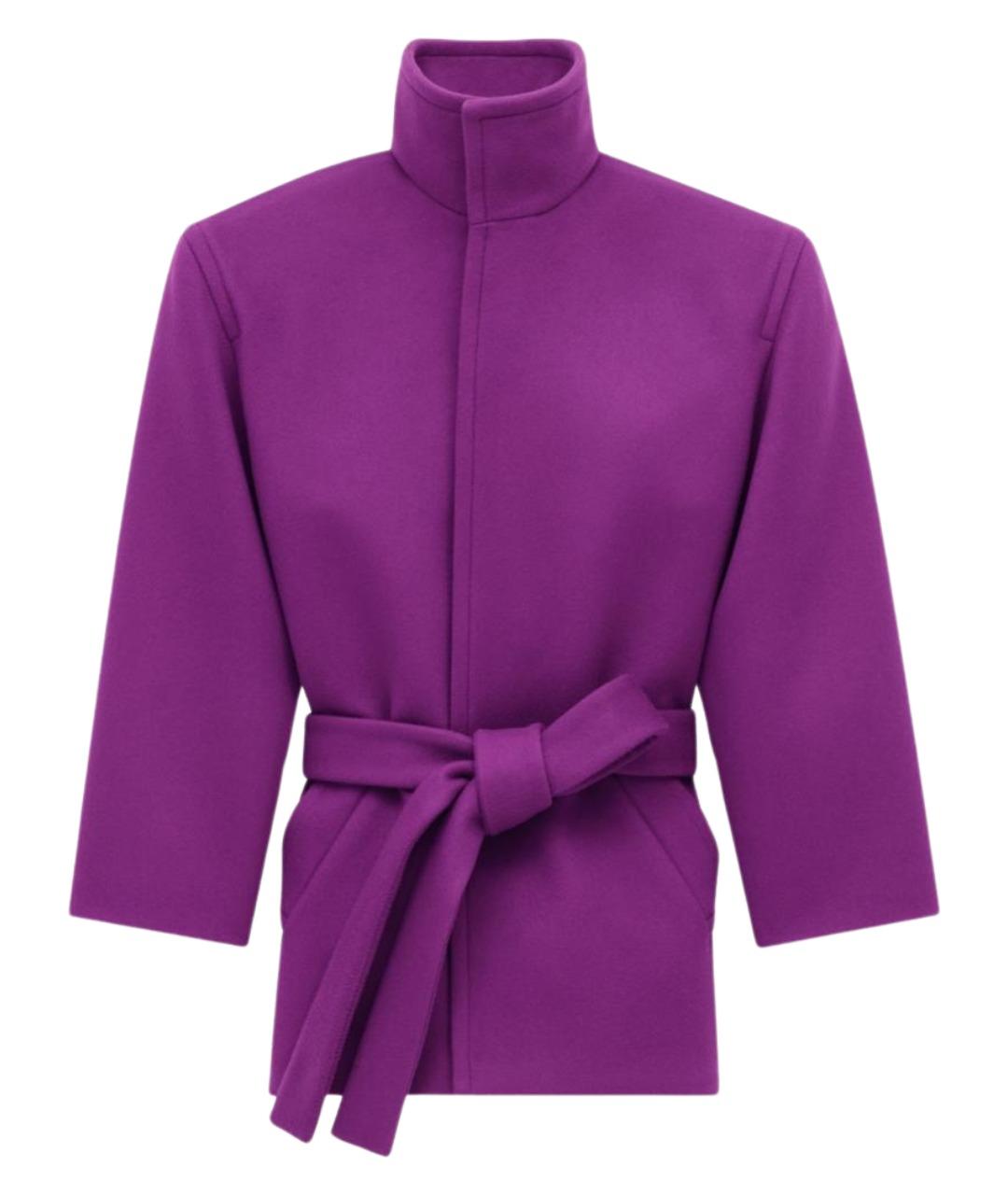SAINT LAURENT Фиолетовое шерстяное пальто, фото 1
