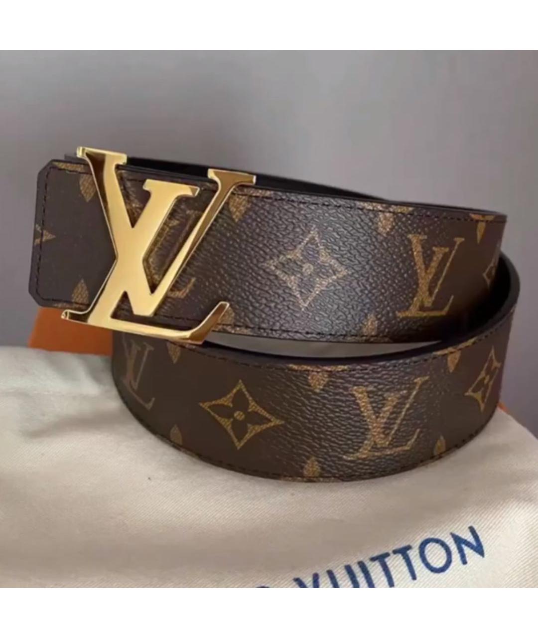 LOUIS VUITTON Коричневый кожаный ремень, фото 2