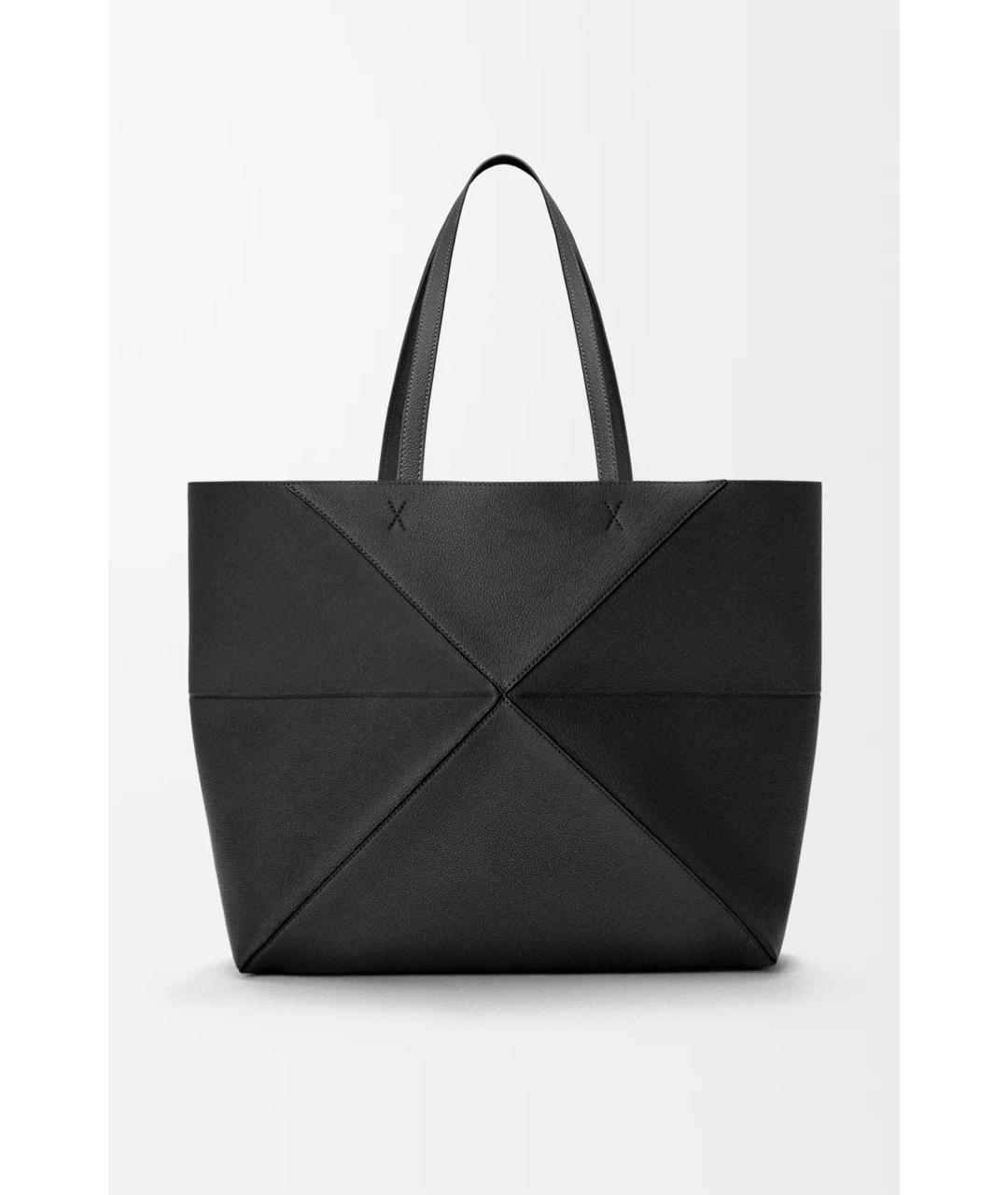 LOEWE Черная кожаная сумка тоут, фото 3