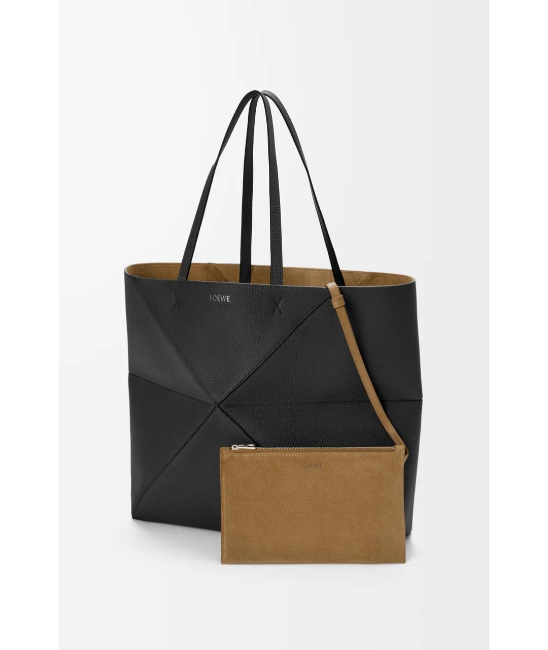 LOEWE Черная кожаная сумка тоут, фото 5