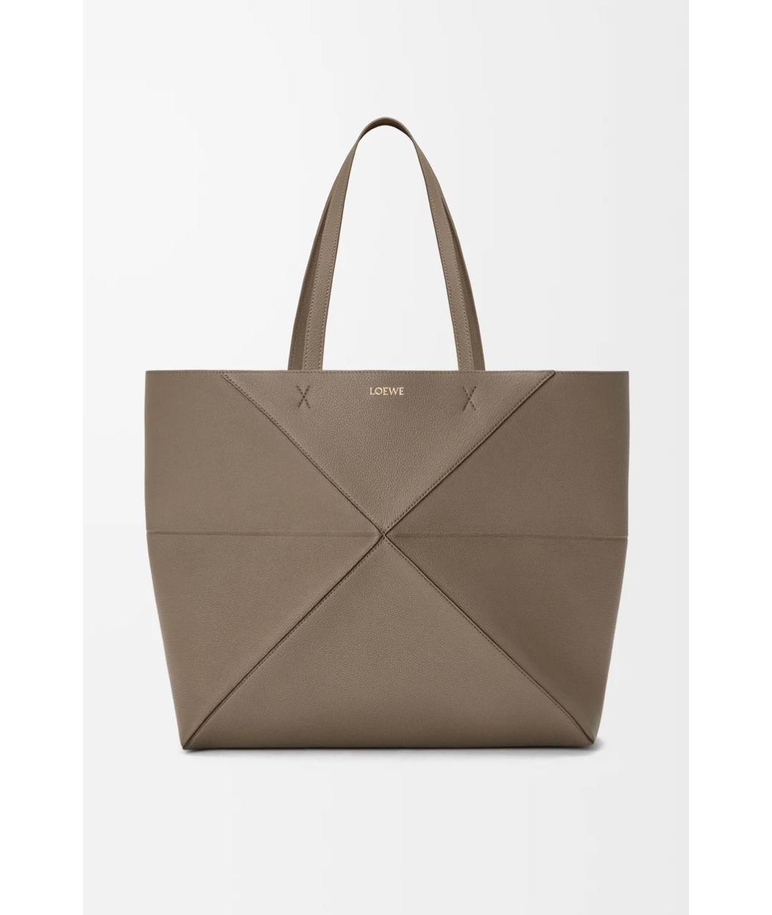 LOEWE Серая кожаная сумка тоут, фото 6