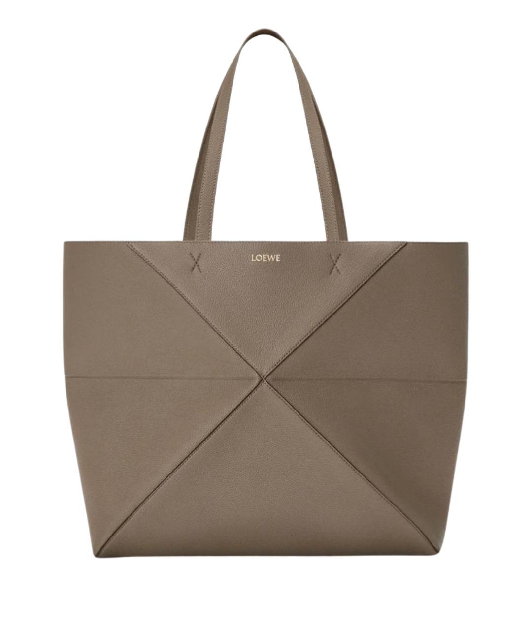 LOEWE Серая кожаная сумка тоут, фото 1