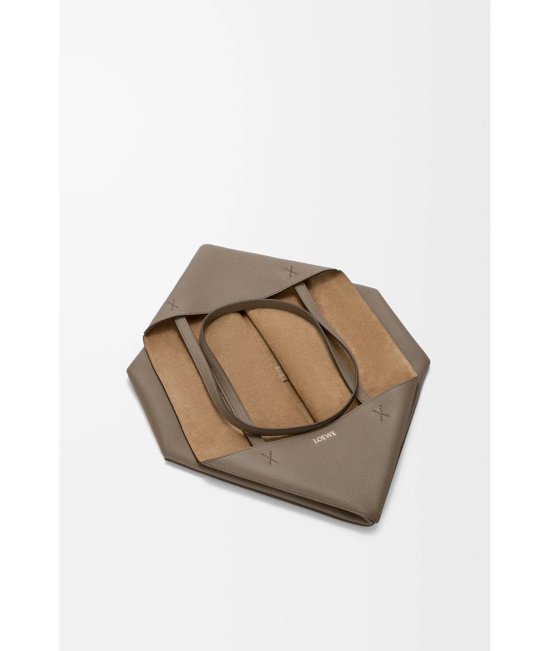 LOEWE Серая кожаная сумка тоут, фото 4