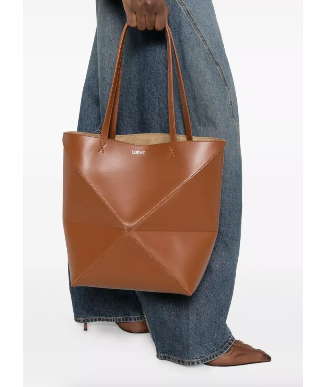 LOEWE Коричневая кожаная сумка тоут, фото 4