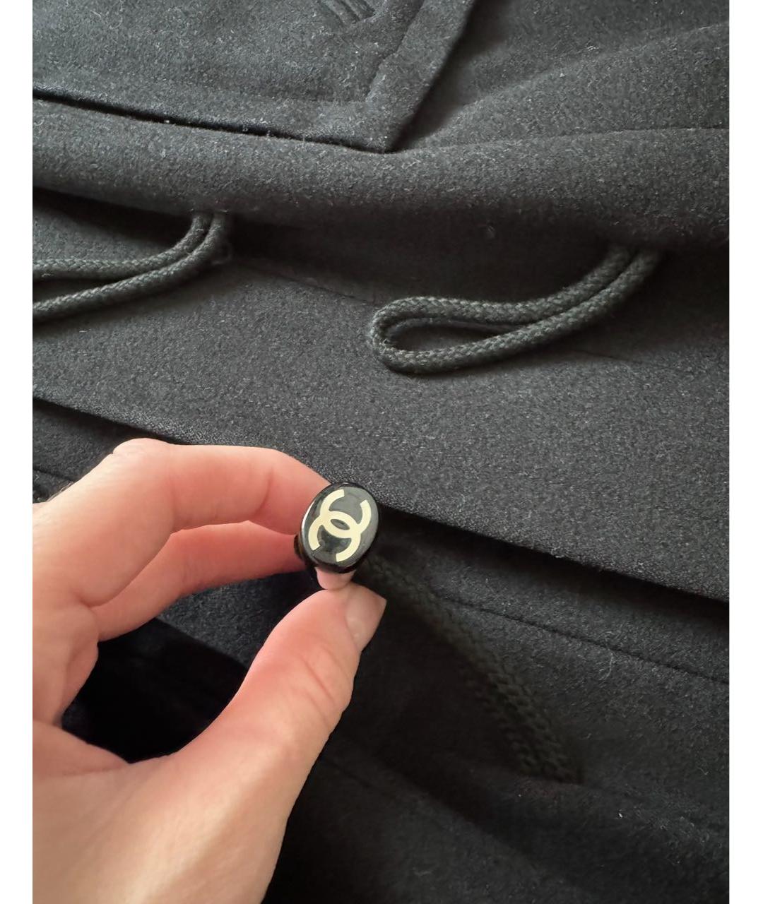 CHANEL Черное шерстяное пальто, фото 6