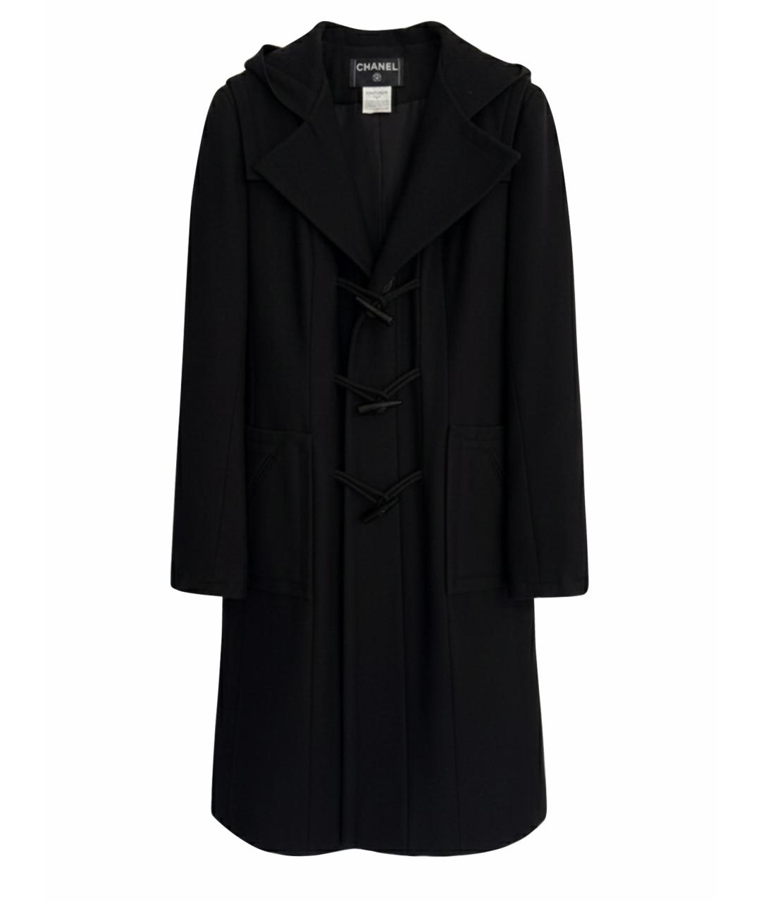 CHANEL Черное шерстяное пальто, фото 1
