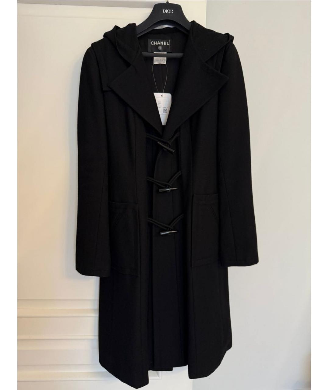 CHANEL Черное шерстяное пальто, фото 8