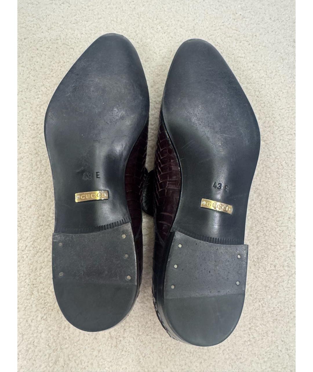 GUCCI Бордовые туфли из экзотической кожи, фото 4